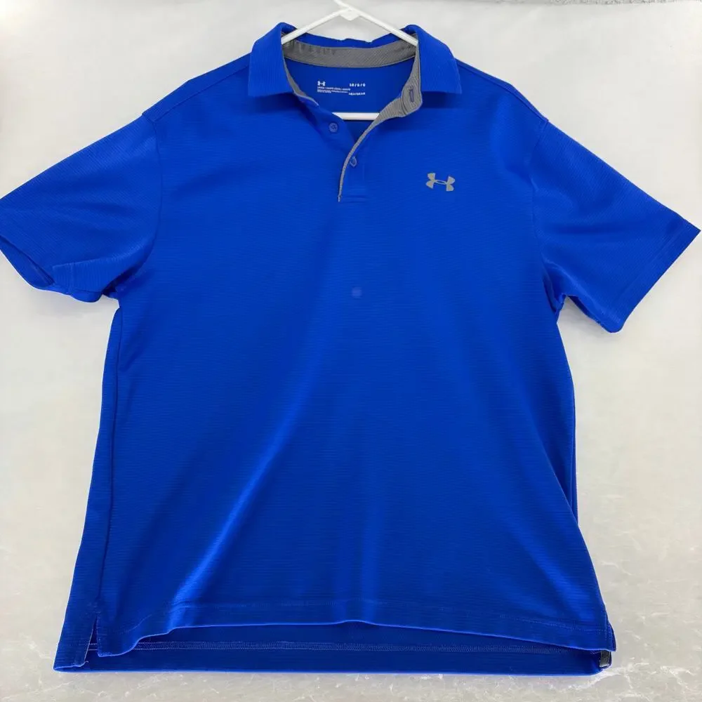 Under Armour HeatGear Mens Golf Polo Shirt Royal Blue Large - Picture 1 of 14